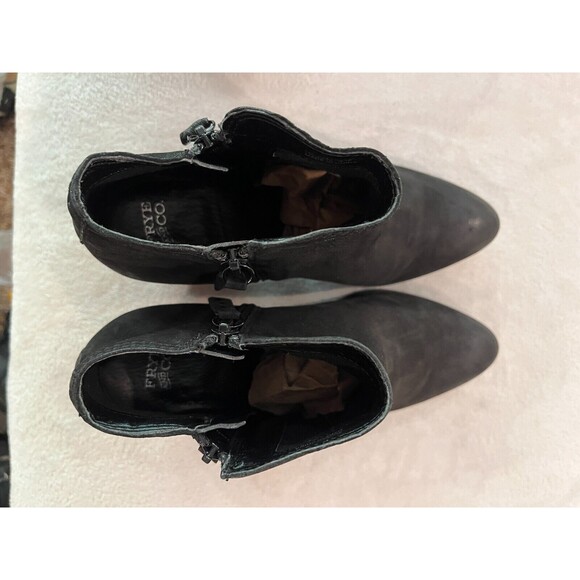 FRYE & Co. Womens Boots Size 7 M Black Nubuck Leather Zip Ankle Bootie Judith - Picture 5 of 15